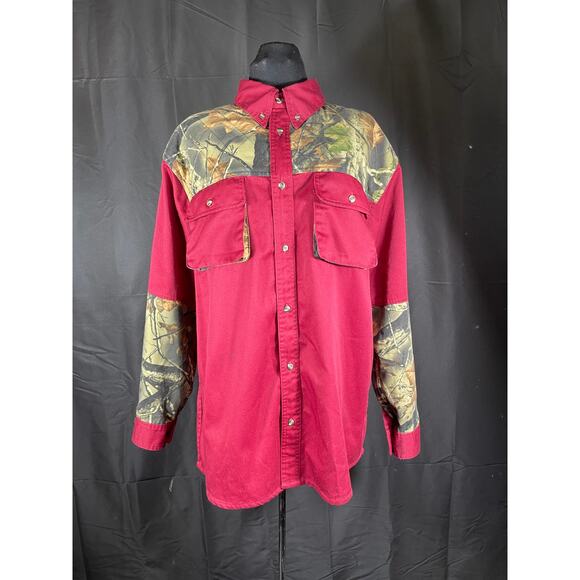 TrailCrest Men's Camo Hunting Shooting Shirt, Burgundy - Picture 1 of 9